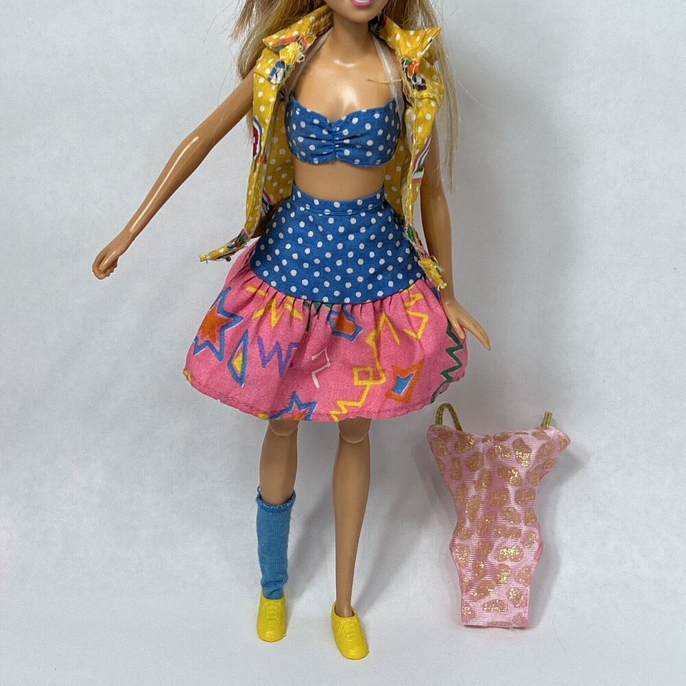 Barbie California Dream Pool Doll Swimsuit Vest 4439 Skirt Blue Polka Dot 1987